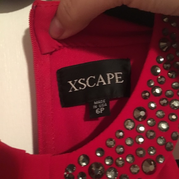 Long red slitted XScape dress. Worn once. Size 6 - Picture 3 of 3